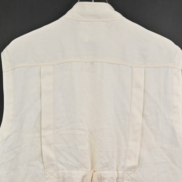 ANTHROPOLOGIE Sleeveless Jacket Womens Size M Ivory Utility Button Safari Vest‎ - Picture 8 of 12